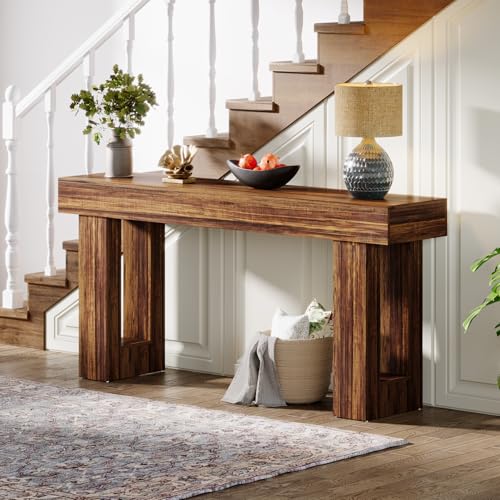 Tribesigns 63-Inch Console Table, Farmhouse Wooden Sofa Table, Rustic Brown V219