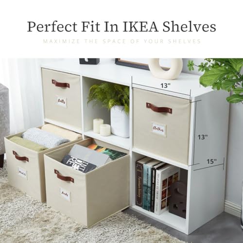 DECOMOMO Fabric Storage Cubes with Label Holders, 6 Pack, Grey W292208