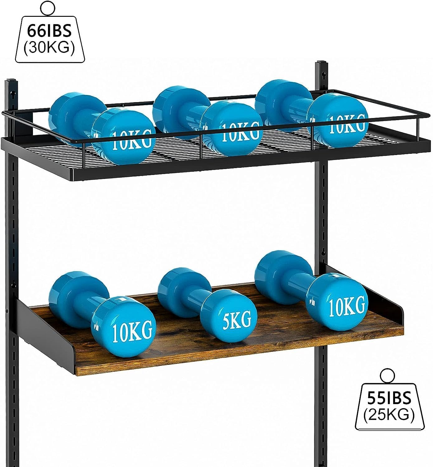 Hanging Pot Rack Wall Mounted 2 Tier with 8 Hooks for Kitchen Storage M925