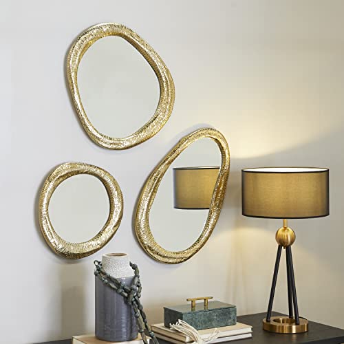 Deco 79 Aluminum Abstract Wall Mirror Set of 3, Silver Z324
