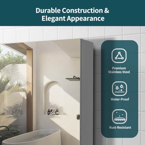 Movo Medicine Cabinet Mirror 18x24 Frameless Bathroom Wall Mount J496