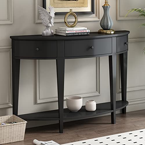 Half Moon Entryway Table with 3 Drawers and Shelf G867511