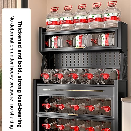 Kitchen Storage Cabinet with Drawers, Microwave Stand, Flip Door and Pegboard, Gray E3594
