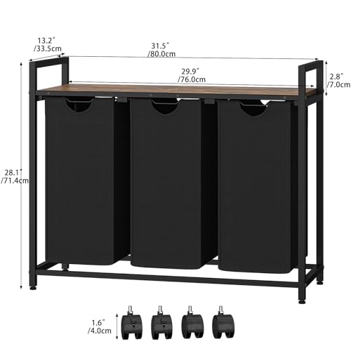 Laundry Sorter Cart with Wheels, 3 Removable Bags T56070