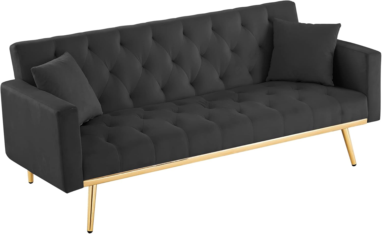 Black Convertible Folding Futon Sofa Bed for Compact Living Space U10765