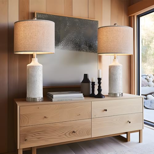 OYEARS 24" Table Lamps Set of 2, 3-Way Dimmable with USB A+C, Bulb Included W34034