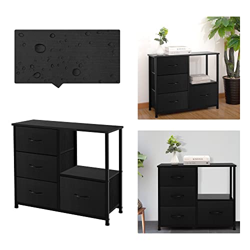 AZL1 Life Concept Storage Tower with 4 Drawers, Fabric Bins, Wood Handles, Dark Grey A529