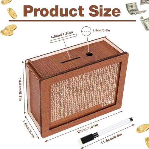 Cash Vault Wooden Savings Box with Money Target and Numbers Z10961