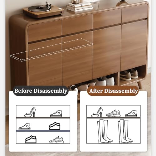 Wooden Shoe Cabinet with Drawers and Adjustable Shelves, 5 Tier, Brown-white G468017