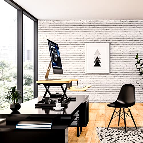 VERSADESK Electric Standing Desk Converter 36 Inch with Keyboard Tray, Maple G289356