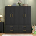 Armoire Armoire Wardrobe Closet with 2 Wave Doors, Storage Closet Cabinet with 2 Drawers, Hanging Rod, Freestanding Wooden Closet for Bedroom(White)