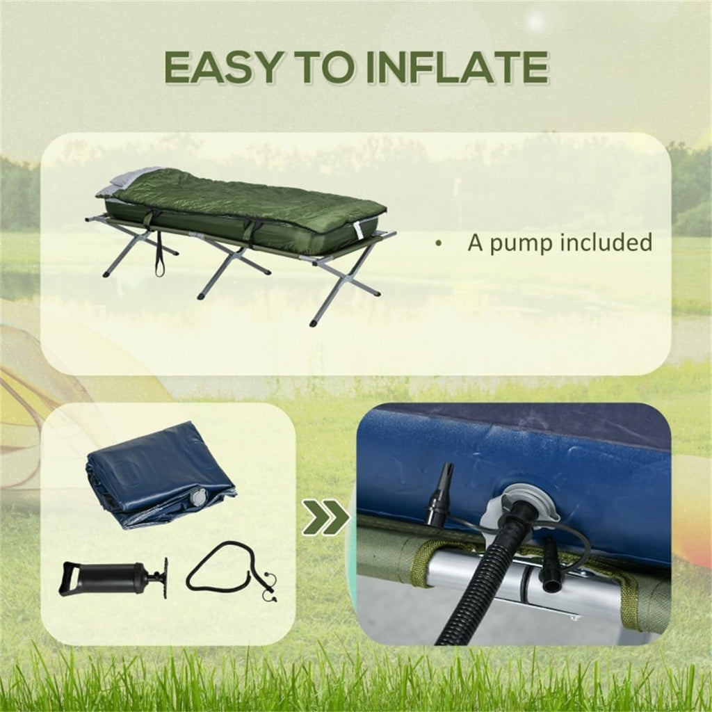 Fold Up Camping Bed with Air Cot, Sleeping Bag & Pump Q102