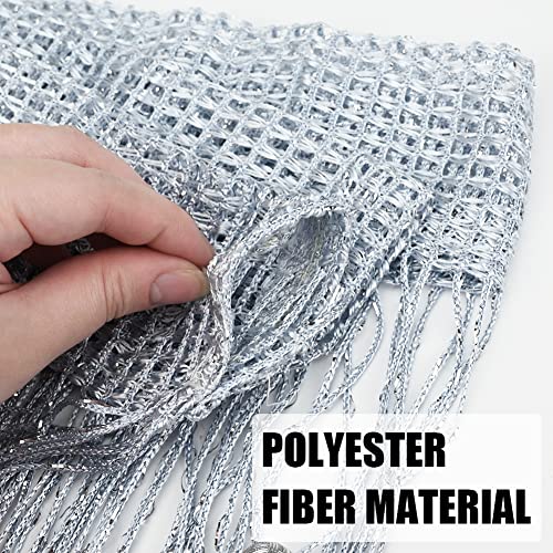 Silver Grey Door Bead Curtain Room Divider Decorative Tassel Screen E257325