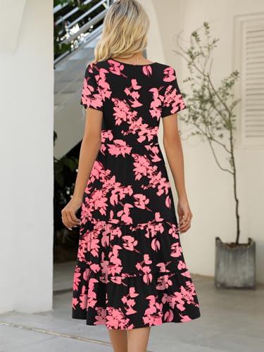 Lyrur Women's Casual Summer Tiered Midi Sundress with Pockets G20123