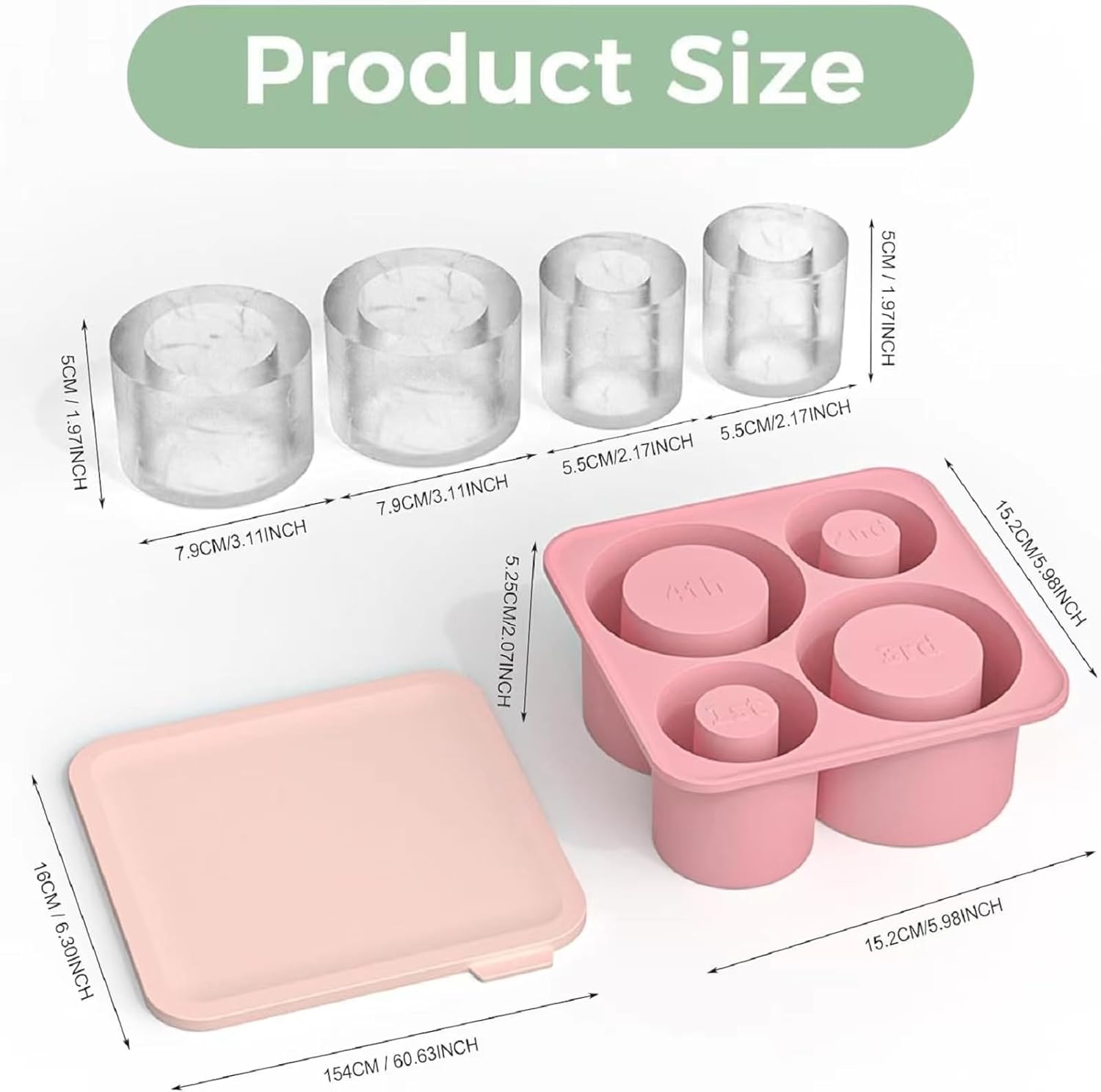 Silicone Ice Cube Tray with Lid for 40 oz Tumbler O6363
