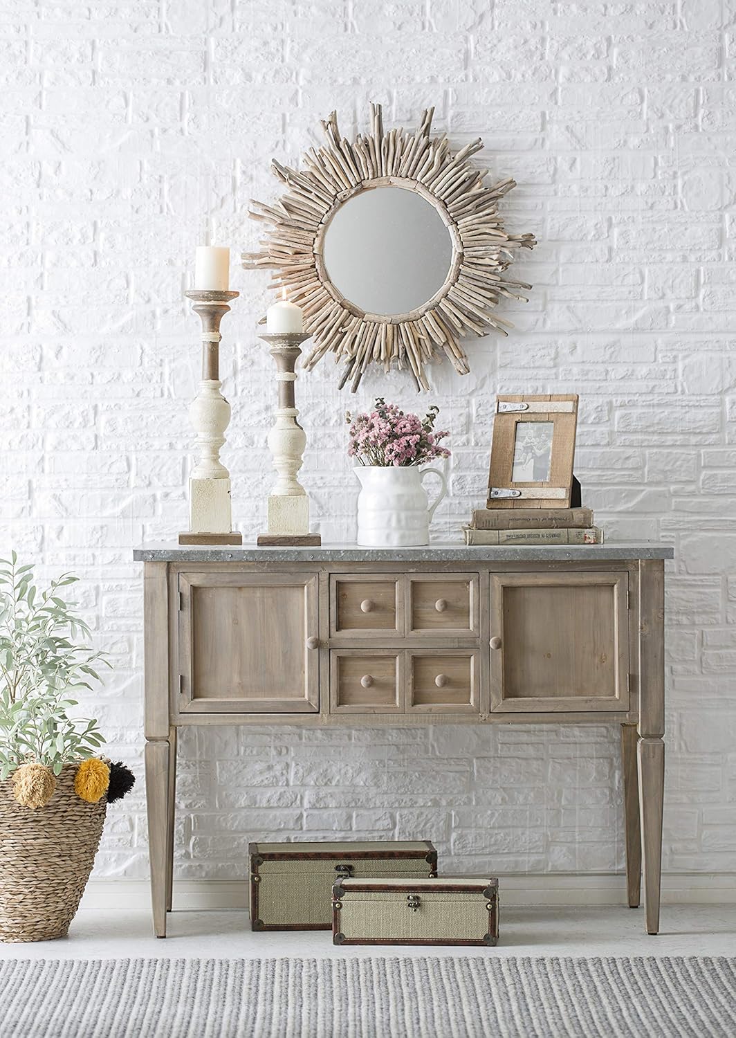 Creative Co-Op Driftwood Sunburst Mirror K197909