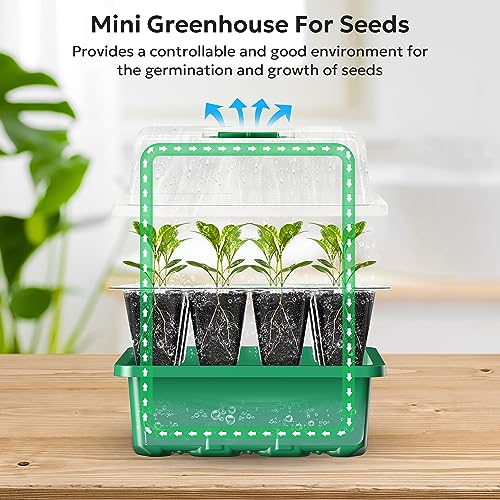 MIXC 10 Packs Seed Starter Tray with Humidity Dome, 120 Cells Plant Germination Kit I98172