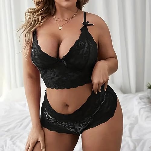 Women's Lace Teddy Babydoll Lingerie Set with Garter P951108