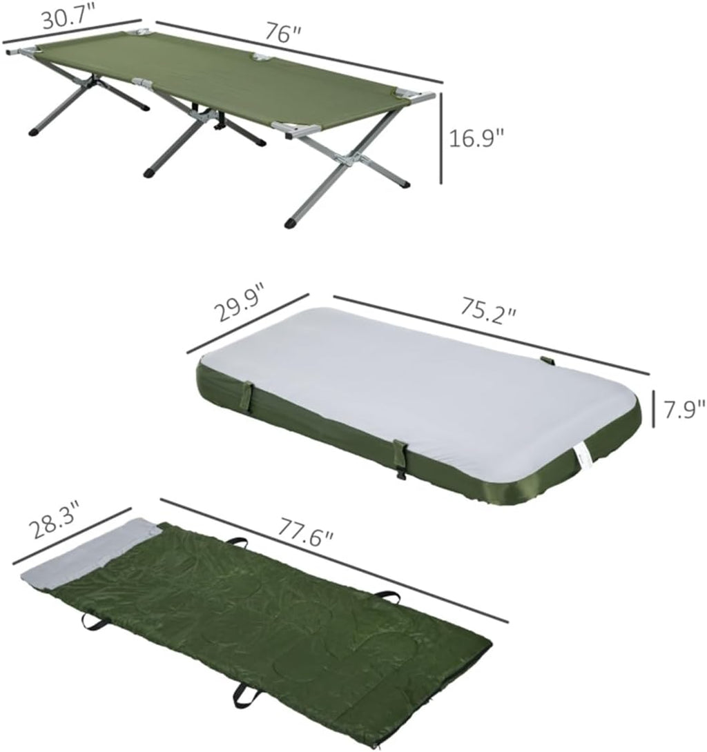 Fold Up Camping Bed with Air Cot, Sleeping Bag & Pump Q102