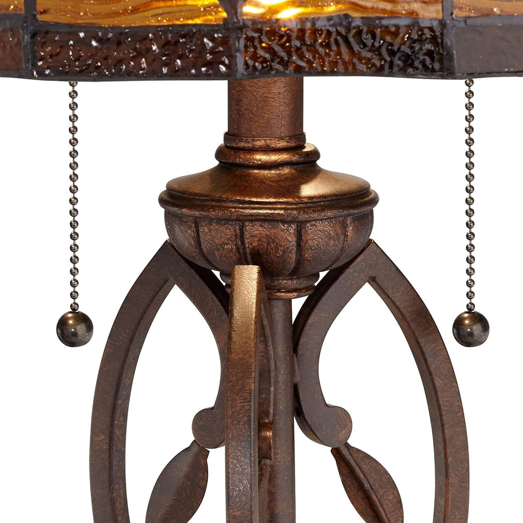 Robert Louis Tiffany Traditional Tiffany Style Table Lamp 26" High Bronze Brown Leaf and Vine Glass Shade D273336