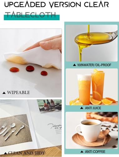 60x60 Inch Clear Plastic Table Cover Protector PVC Tablecloth Waterproof A558