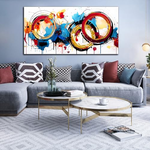 Colorful Abstract Canvas Wall Art 24" x 48" for Living Room and Bedroom Z788854