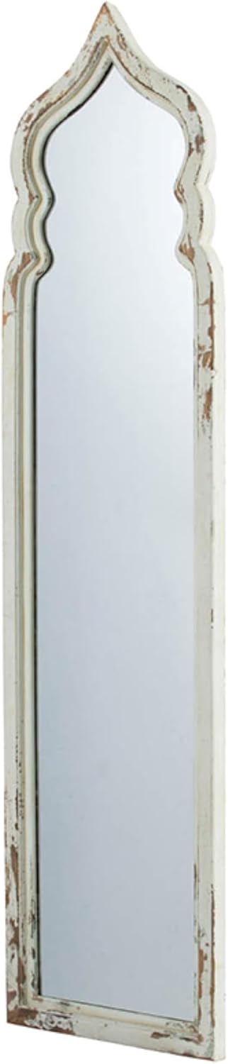 CC Home Furnishings Vintage Weathered White Full Length Floor Mirror P3491