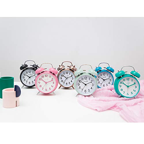 Twin Bell Alarm Clock with Backlight for Bedroom - Mint Green K20091