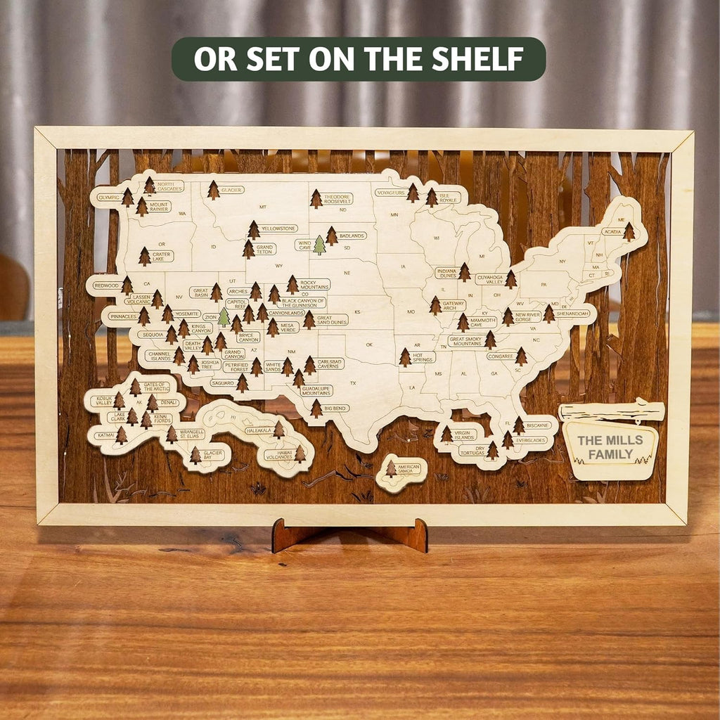 Personalized US National Parks Map Wall Art P6385