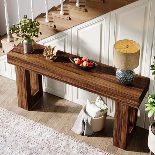 Tribesigns 63-Inch Console Table, Farmhouse Wooden Sofa Table, Rustic Brown V219
