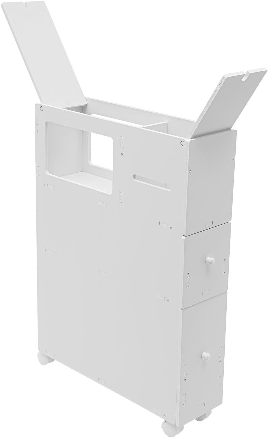 Rolling Narrow Bathroom Storage Cabinet, White J17971
