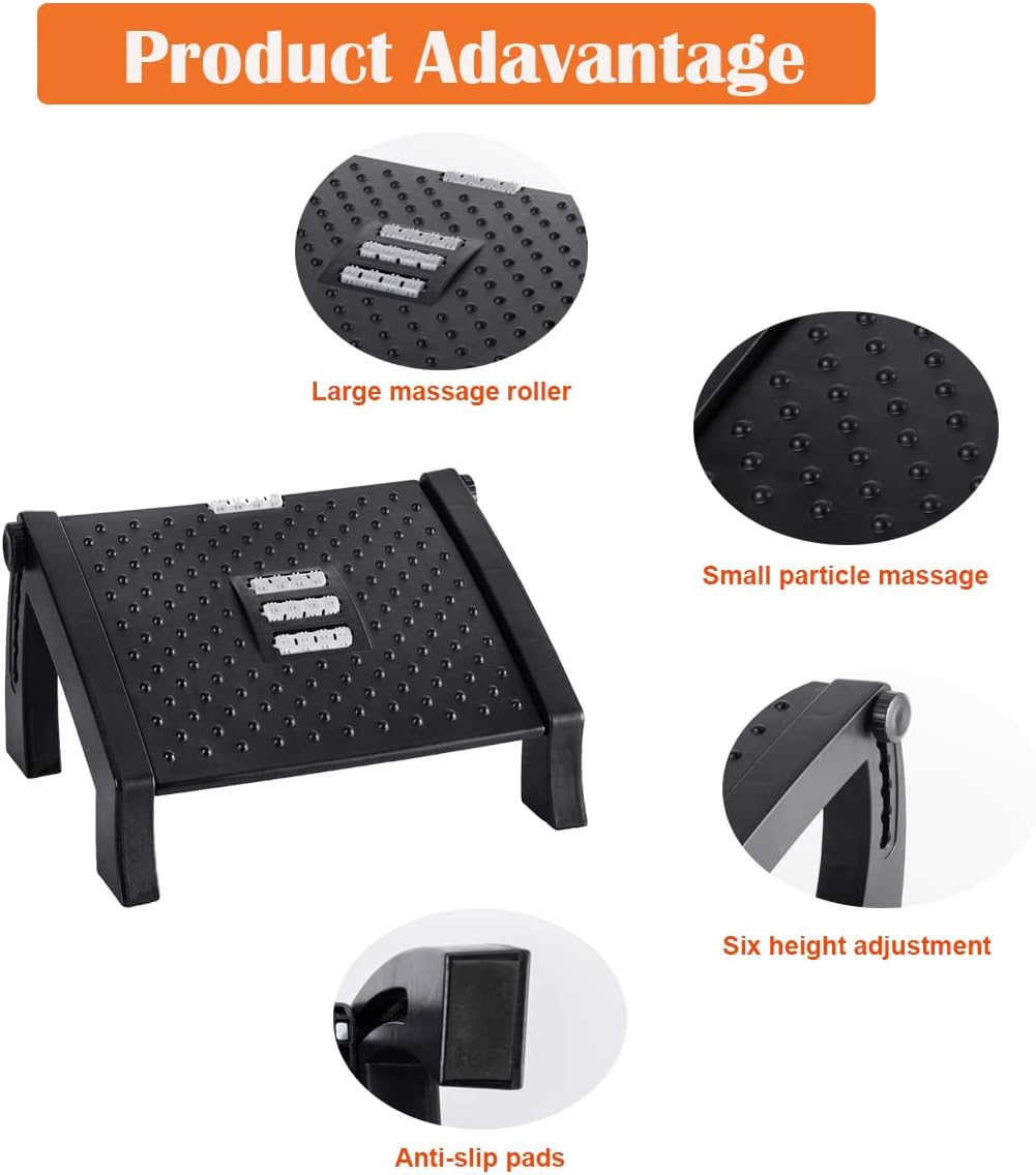 Adjustable Height Foot Rest with Massage Surface for Under Desk R7981