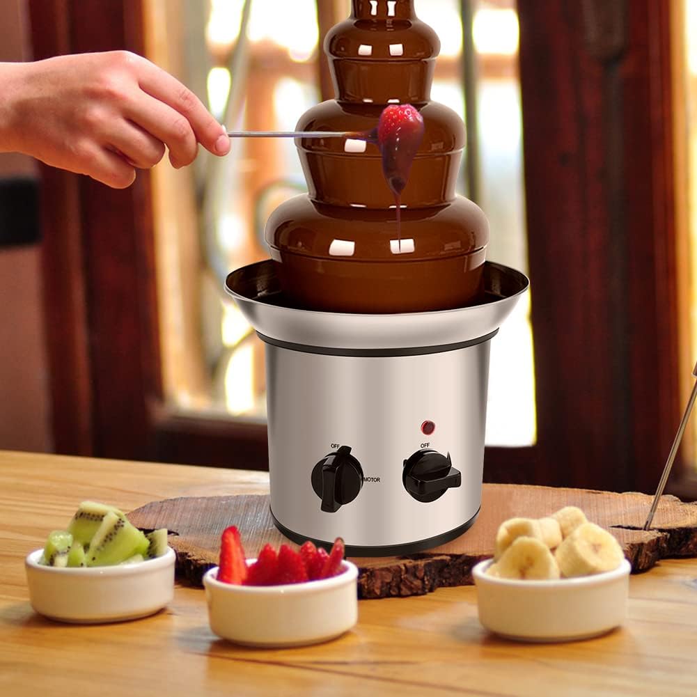4 Tier Chocolate Fondue Fountain Electric Stainless Warmer H1607