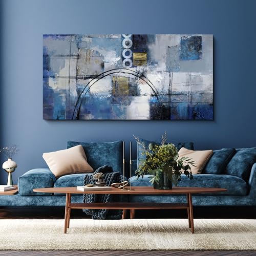 yiijeah Large Abstract Canvas Wall Art Giclee Print White Gray 30x60 B772