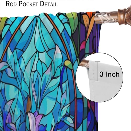 Stained Glass Abstract Flowers Curtains with Rod Pocket 42x63in 2 Panels K788297