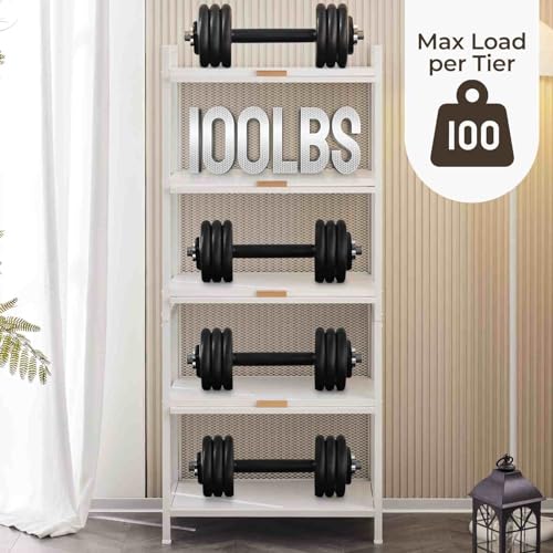 5 Shelf White Storage Cabinet with Door W345