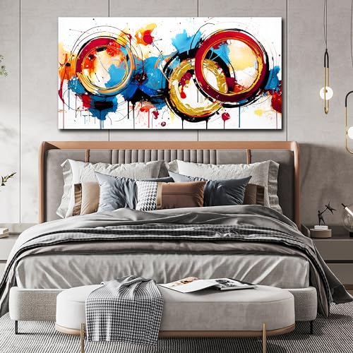 Colorful Abstract Canvas Wall Art 24" x 48" for Living Room and Bedroom Z788854