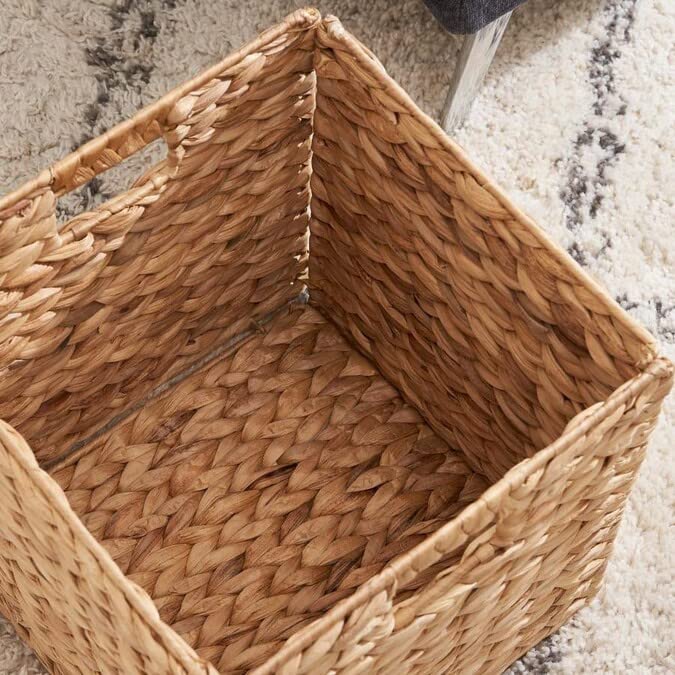 Water Hyacinth Storage Baskets 12x12in, Woven Square Baskets for Shelves, 4 Pack V5225