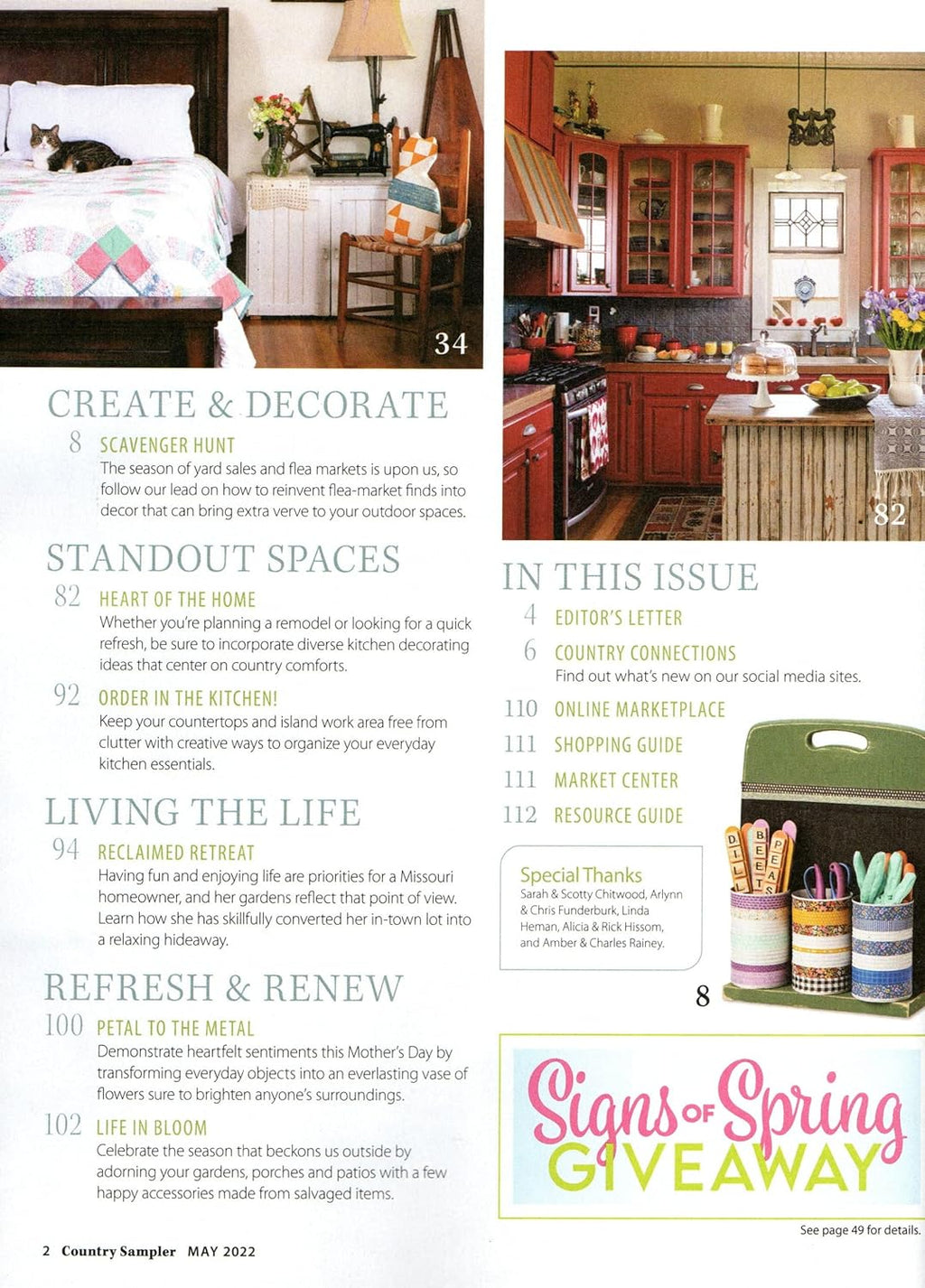 COUNTRY SAMPLER Magazine May 2022 Spring Rooms & Kitchens D748