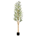 Sunnyglade 6FT Tall Artificial Olive Tree Faux Silk Potted Plants for Home Living Room Office Decor Indoor Fake Olive Tree with Natural Wood Trunk and Realistic Leaves Branches and Fruits