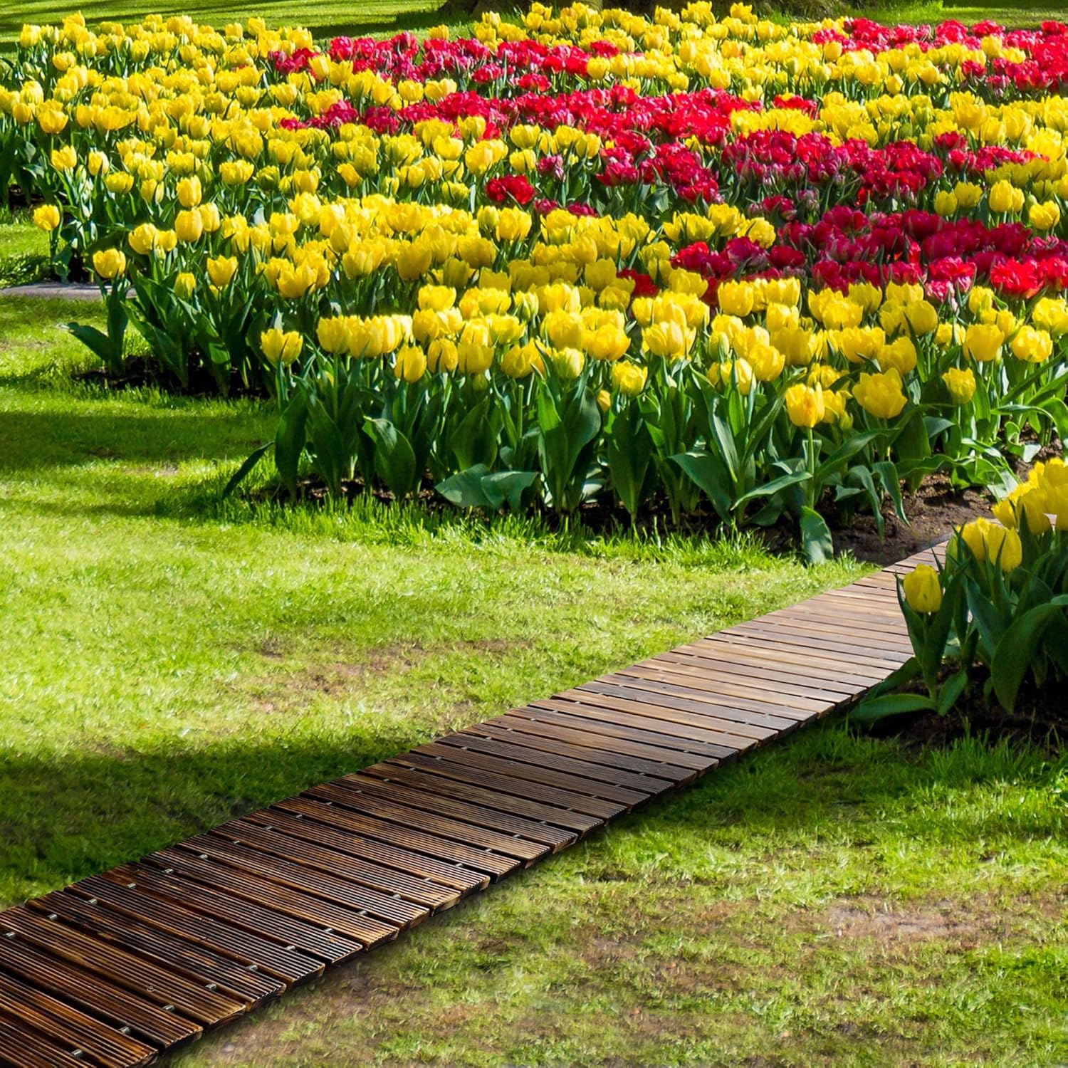 RELIANCER 12' Wooden Garden Pathway Roll Out Cedar Walkway X646275
