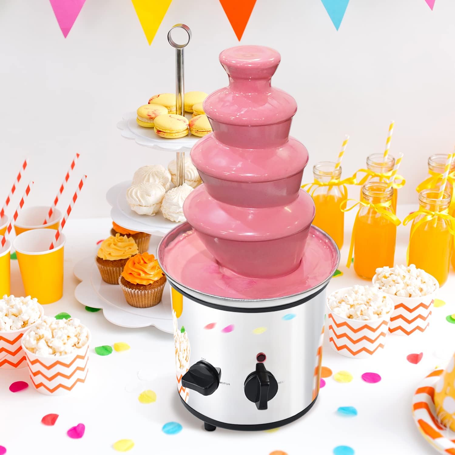 Chocolate Fountain 4-Tier Electric Fondue Machine with Stainless Steel Forks Q361