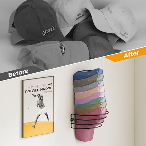 4 Pack Adhesive Hat Rack Hanger for Wall, Hat Organizer for Baseball Caps W479