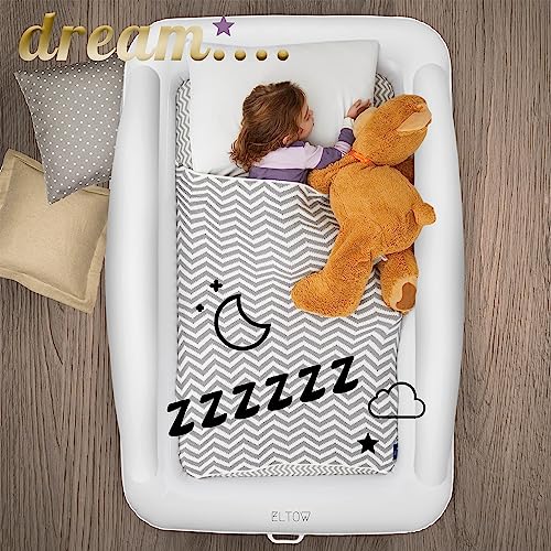 ELTOW Toddler Inflatable Travel Bed with Safety Bumpers and Pump W4274