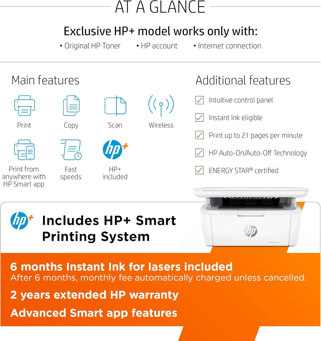 HP LaserJet MFP M140we All-in-One Wireless Black & White Printer with HP+ and 6 Months Instant Ink V3159