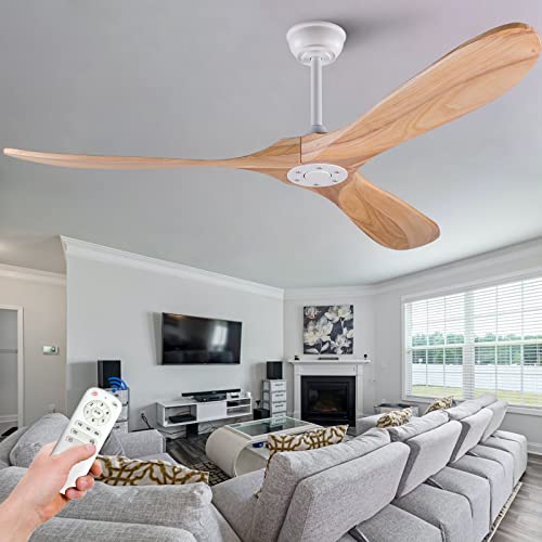 Solid Wood 60 inch Ceiling Fan with Remote Control for Indoor Outdoor G273364