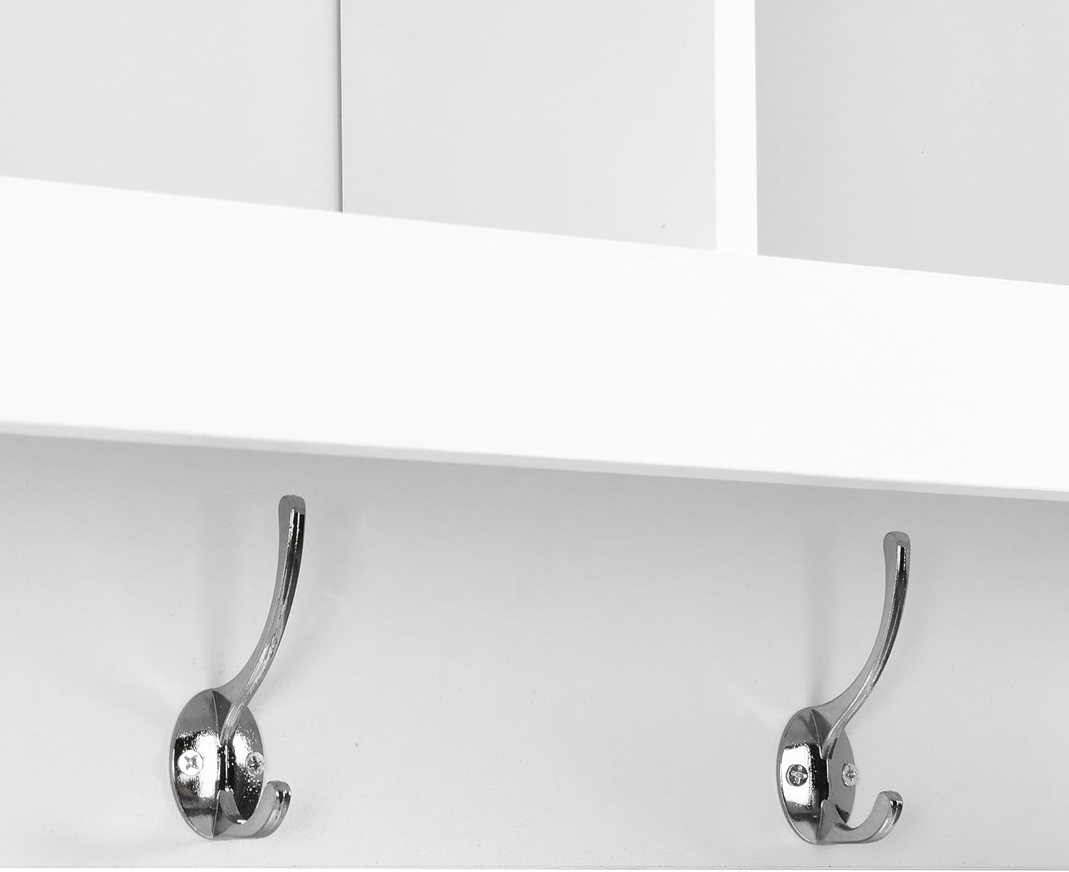 VOXIV Wide Hall Tree with Storage Bench and Coat Rack, White P278301