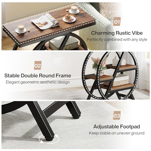 Tribesigns 3-Tier Narrow End Table with Storage, Wood and Metal Frame P9793