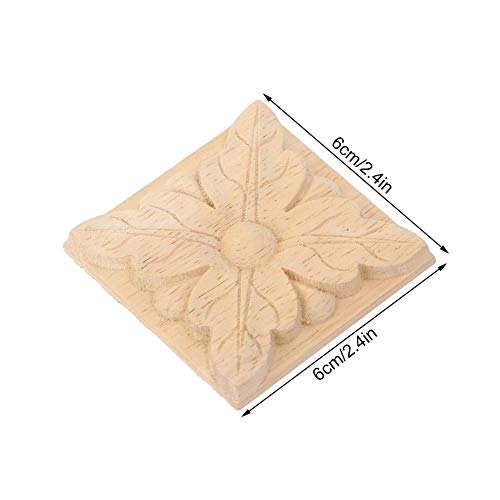 Jerliflyer 4pcs Square Wood Appliques for Furniture Cabinet Doors Y1195