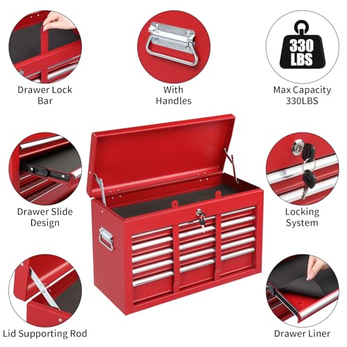 Winado 24" Portable Tool Box, 5 Drawers, Lockable Metal Tool Chest S57529